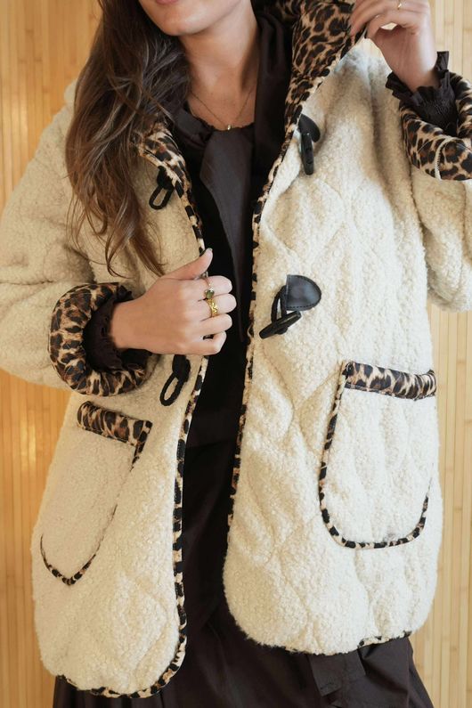 Leopard Quilted Boucle Jacket Naturals /4=